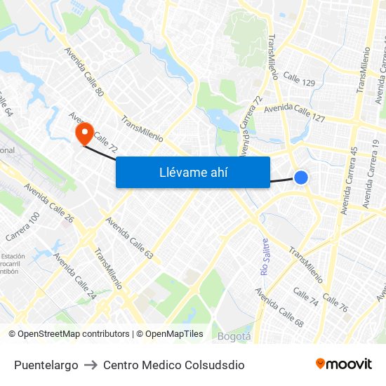 Puentelargo to Centro Medico Colsudsdio map