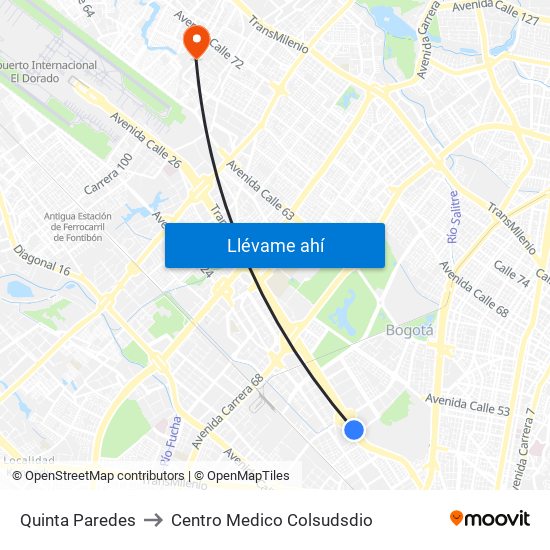 Quinta Paredes to Centro Medico Colsudsdio map