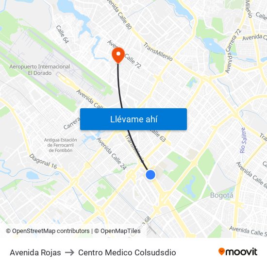 Avenida Rojas to Centro Medico Colsudsdio map