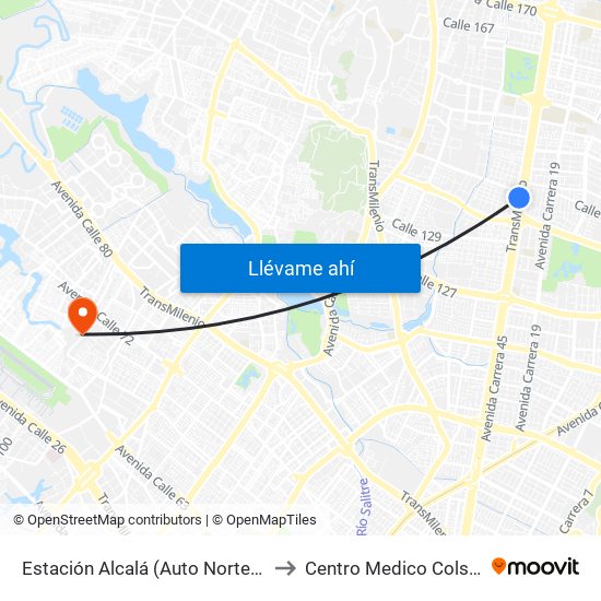 Estación Alcalá - Colegio Santo Tomás Dominicos (Auto Norte - Cl 136) to Centro Medico Colsudsdio map