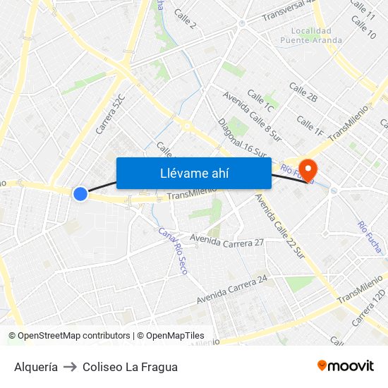 Alquería to Coliseo La Fragua map
