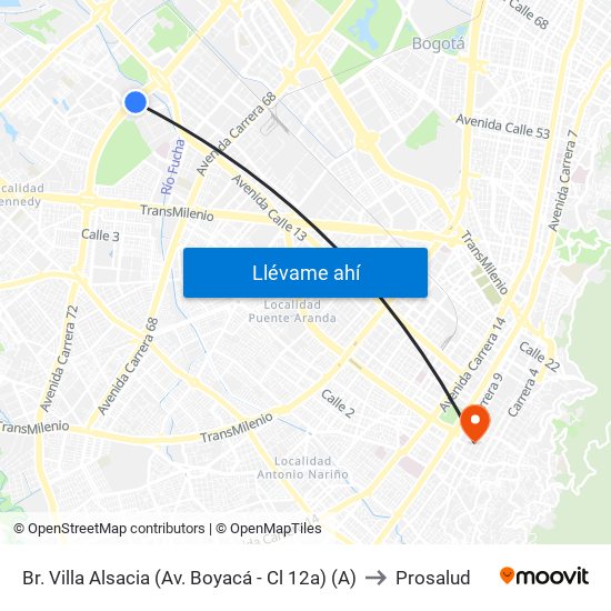 Br. Villa Alsacia (Av. Boyacá - Cl 12a) (A) to Prosalud map