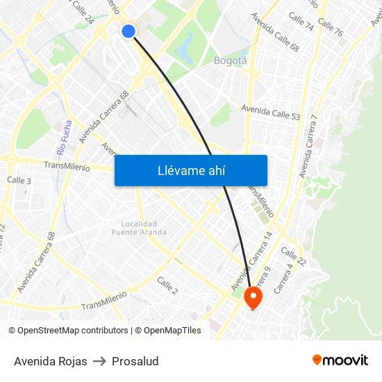 Avenida Rojas to Prosalud map