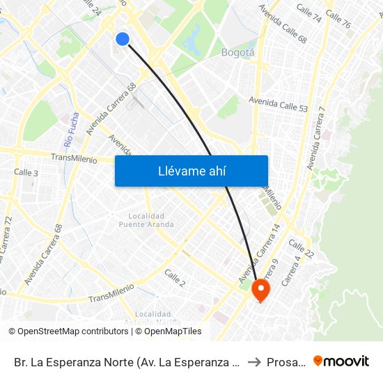 Br. La Esperanza Norte (Av. La Esperanza - Kr 69d) to Prosalud map