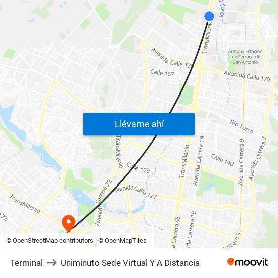 Terminal to Uniminuto Sede Virtual Y A Distancia map