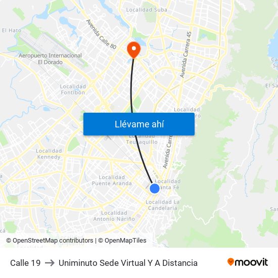 Calle 19 to Uniminuto Sede Virtual Y A Distancia map