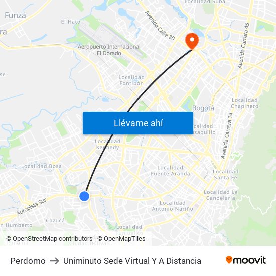 Perdomo to Uniminuto Sede Virtual Y A Distancia map