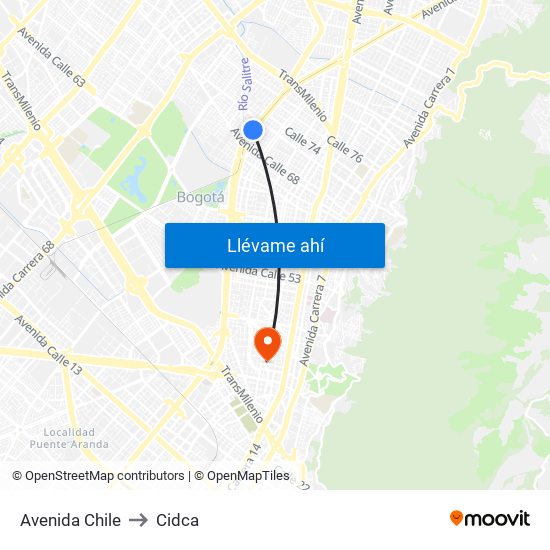 Avenida Chile to Cidca map
