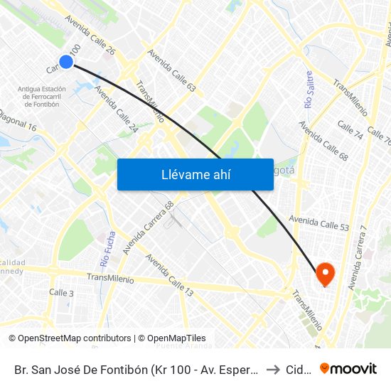 Br. San José De Fontibón (Kr 100 - Av. Esperanza) to Cidca map