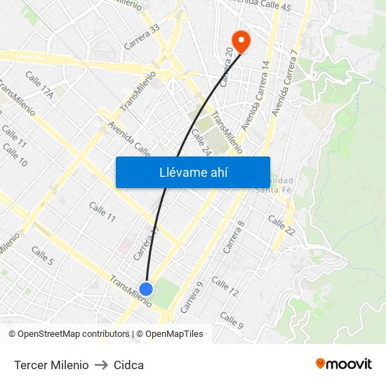 Tercer Milenio to Cidca map