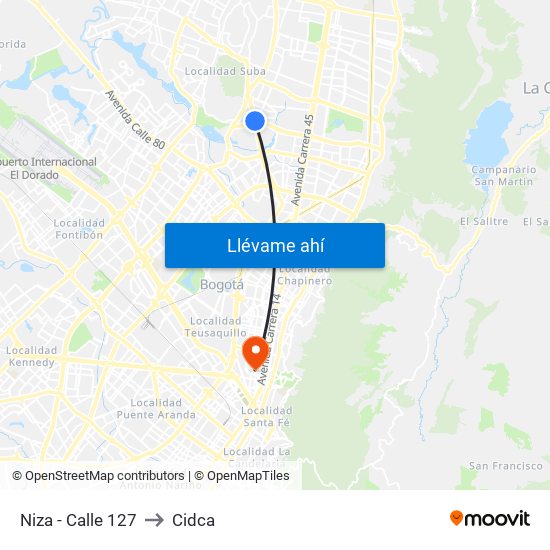 Niza - Calle 127 to Cidca map