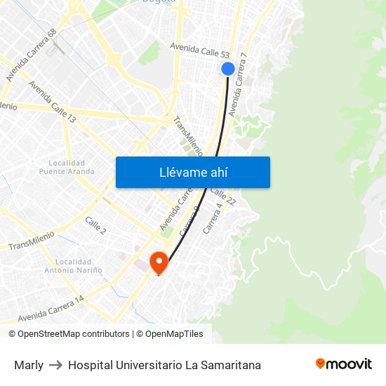 Marly to Hospital Universitario La Samaritana map