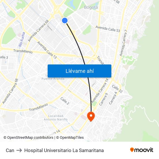 Can to Hospital Universitario La Samaritana map