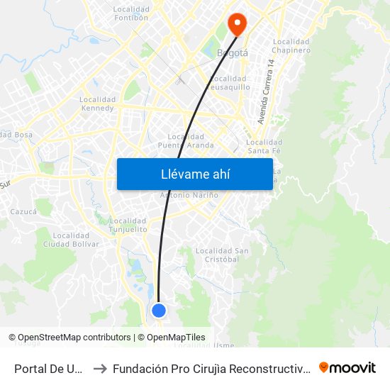 Portal De Usme to Fundación Pro Cirujìa Reconstructiva Cirec map