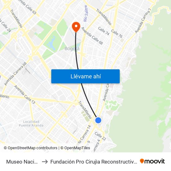 Museo Nacional to Fundación Pro Cirujìa Reconstructiva Cirec map