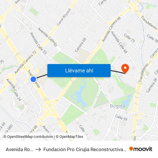 Avenida Rojas to Fundación Pro Cirujìa Reconstructiva Cirec map