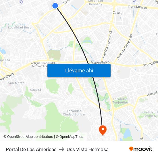 Portal De Las Américas to Uss Vista Hermosa map