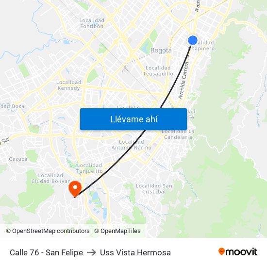 Calle 76 - San Felipe to Uss Vista Hermosa map