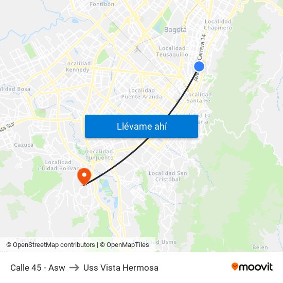 Calle 45 - Asw to Uss Vista Hermosa map