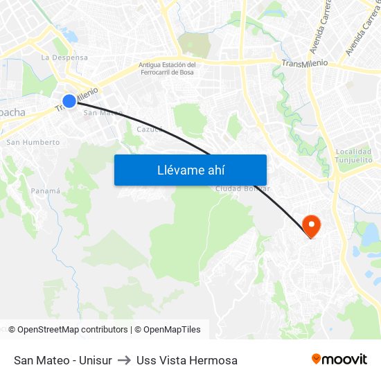 San Mateo - Unisur to Uss Vista Hermosa map