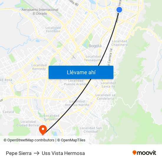 Pepe Sierra to Uss Vista Hermosa map