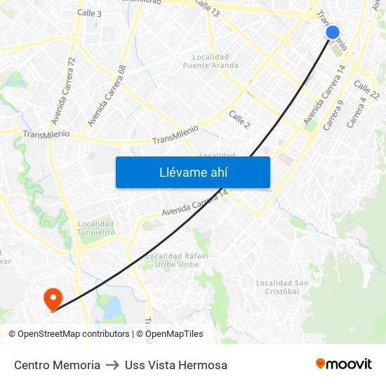 Centro Memoria to Uss Vista Hermosa map