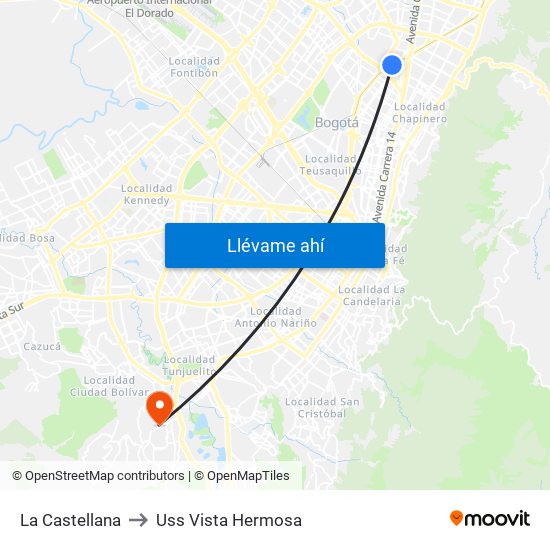 La Castellana to Uss Vista Hermosa map