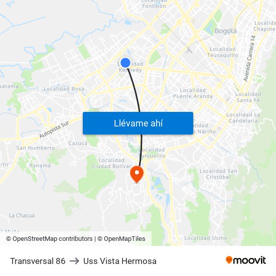 Transversal 86 to Uss Vista Hermosa map