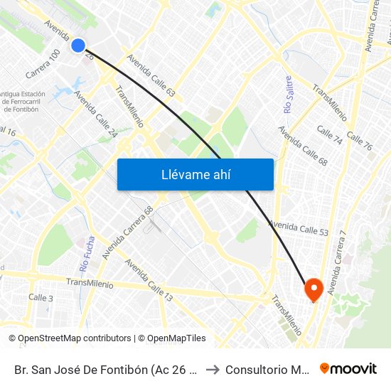 Br. San José De Fontibón (Ac 26 - Kr 96a) to Consultorio Medico map