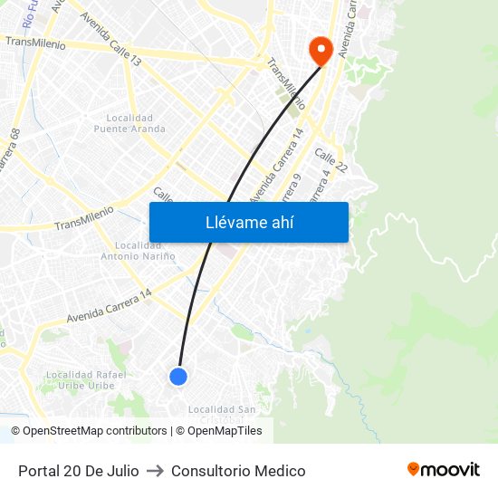 Portal 20 De Julio to Consultorio Medico map