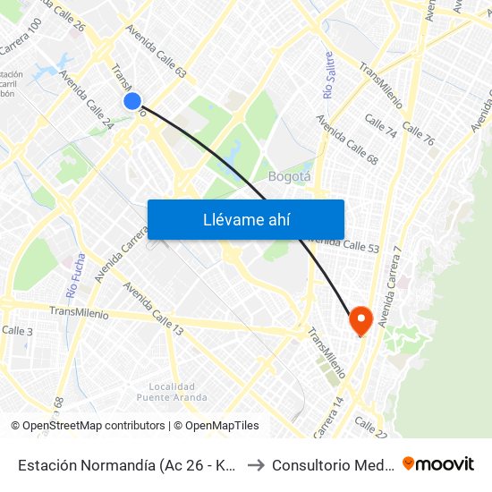 Estación Normandía (Ac 26 - Kr 74) to Consultorio Medico map