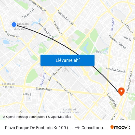 Plaza Parque De Fontibón Kr 100 (Kr 100 - Cl 17a) to Consultorio Medico map