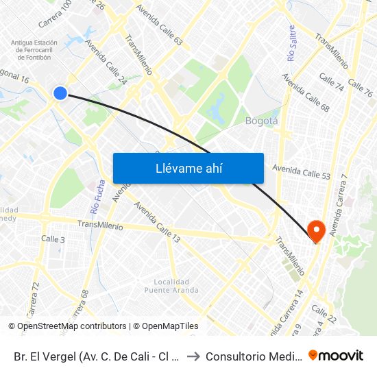 Br. El Vergel (Av. C. De Cali - Cl 18) to Consultorio Medico map