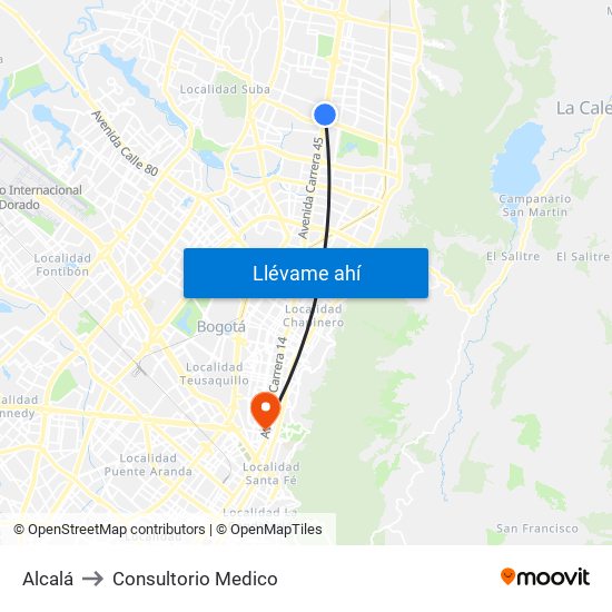 Alcalá to Consultorio Medico map