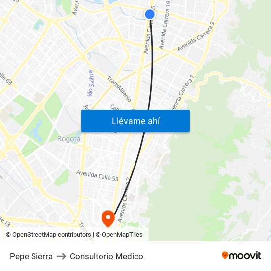 Pepe Sierra to Consultorio Medico map