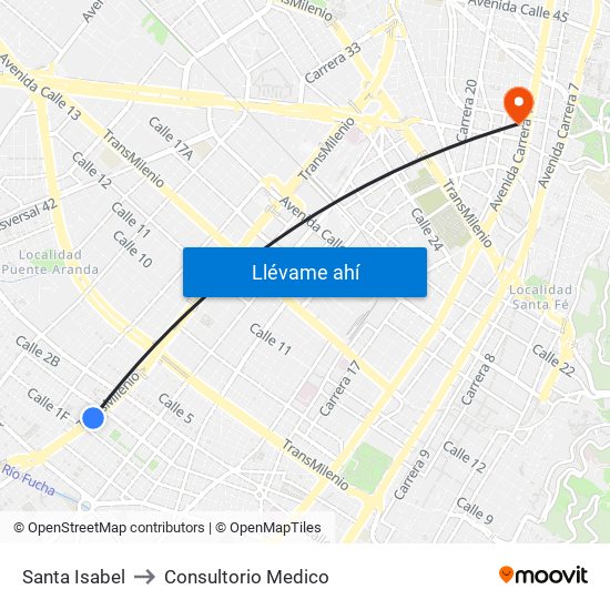 Santa Isabel to Consultorio Medico map