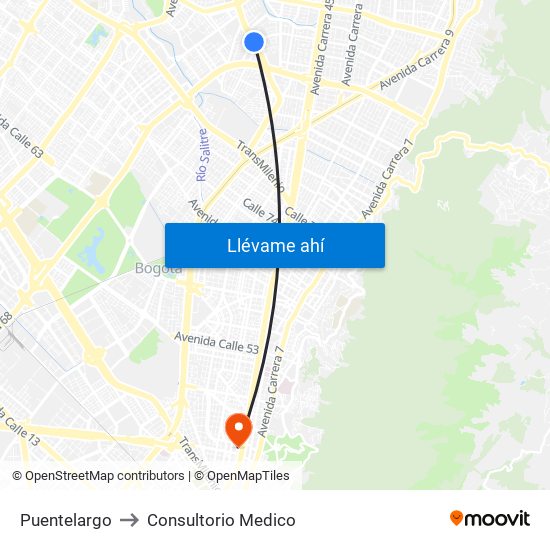 Puentelargo to Consultorio Medico map