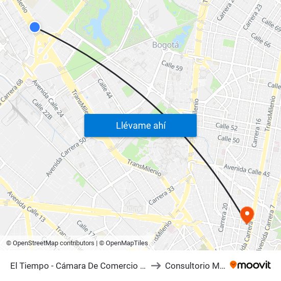 El Tiempo - Cámara De Comercio De Bogotá to Consultorio Medico map