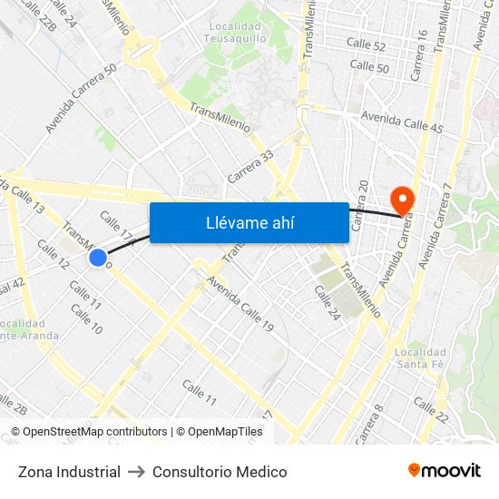 Zona Industrial to Consultorio Medico map