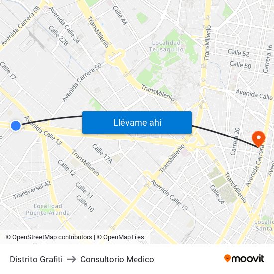 Distrito Grafiti to Consultorio Medico map