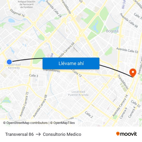 Transversal 86 to Consultorio Medico map