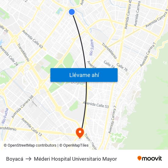 Boyacá to Méderi Hospital Universitario Mayor map