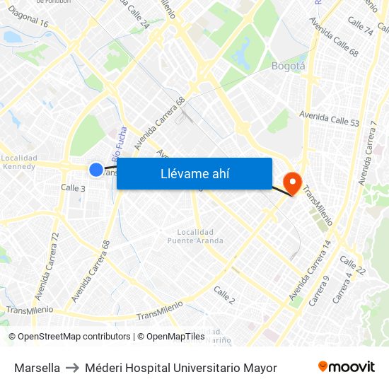 Marsella to Méderi Hospital Universitario Mayor map
