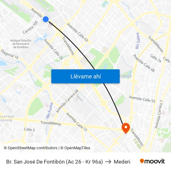 Br. San José De Fontibón (Ac 26 - Kr 96a) to Mederi map