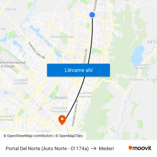 Portal Del Norte (Auto Norte - Cl 174a) to Mederi map