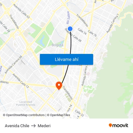 Avenida Chile to Mederi map