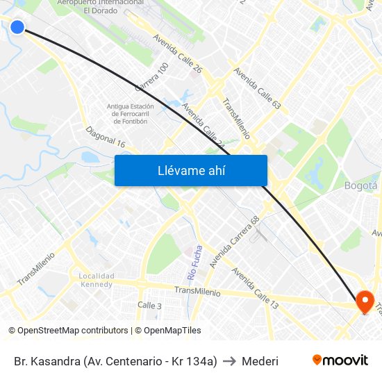 Br. Kasandra (Av. Centenario - Kr 134a) to Mederi map