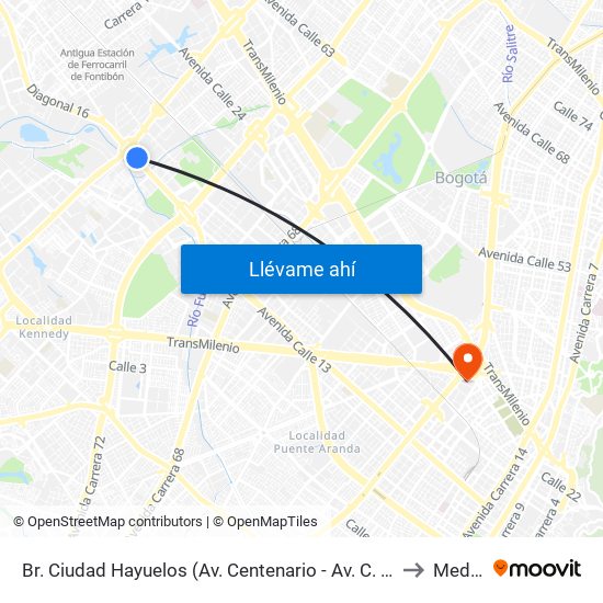 Br. Ciudad Hayuelos (Av. Centenario - Av. C. De Cali) to Mederi map