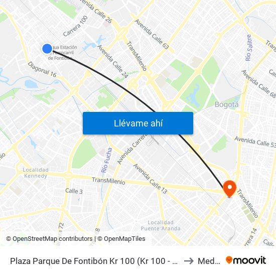 Plaza Parque De Fontibón Kr 100 (Kr 100 - Cl 17a) to Mederi map