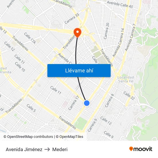 Avenida Jiménez to Mederi map